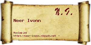 Neer Ivonn névjegykártya